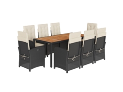 Garden Dining Set, Garden Dining Sets Vidaxl Preto Rattan / Vime (mesa Com 190 Cm De Comprimento)
