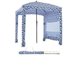 Cabana de Praia 183 X Cm, com Toldo Lateral, Proteção Solar Upf 50+, Sacos Areia e Guarda sol Portátil Grande para Uso Ao Ar Livre Família Amigos,