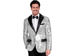 Casaco de festa prateado e preto para homem