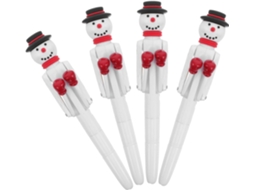 Conjunto De 4 Canetas Esferográficas De Natal Com Boneco De Neve E Gel- Presente Divertido Para Festas E