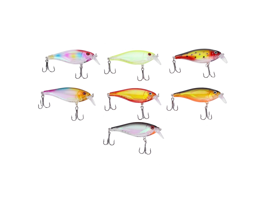 Lure Fishing Hard Bait, Simulated Bait, Durable Plastic, Internal Laser Rocker Crankbait (7 Pieces Per Box)