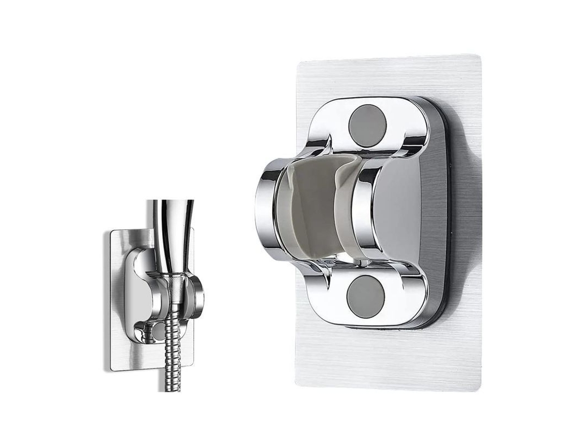 Soporte De Ducha Ajustable Sin Taladrar, Montaje En Pared, Material Abs, Color Plata, Carga Fuerte