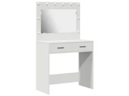 Mesa De Toucador Com Luzes Led - Branca Vidaxl White Mdf (78.5x41x135 Cm)