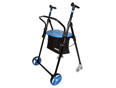 Andador Rollator 4 Rodas FORTA Aço Dobrável Azul Air On Plus