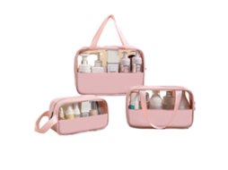 Conjunto de 3 Bolsas Transparentes e Impermeáveis Organizador Multifuncional Estampa Xadrez NEVEANCE