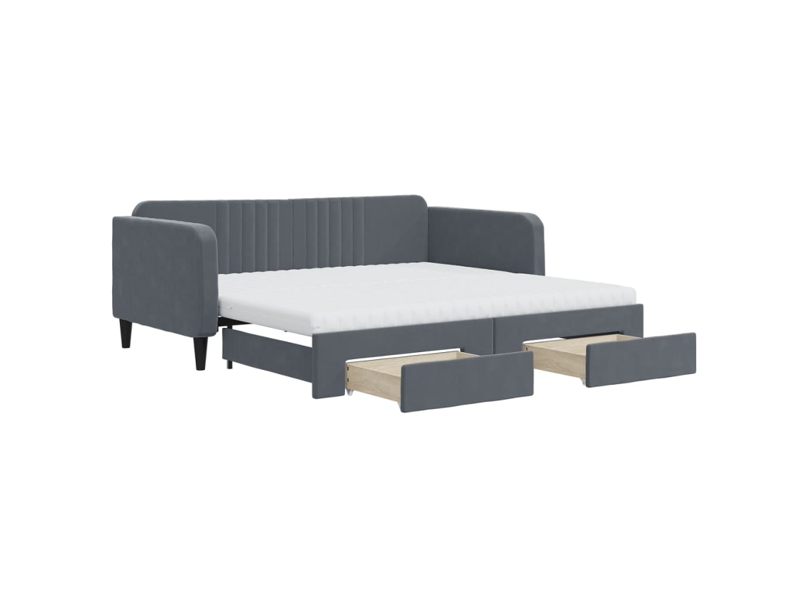 Daybed With Trundle, Daybeds With Trundles Vidaxl Cinzeto Veludo (90 X 190 Cm)