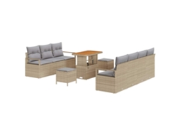 Maison Exclusive - Conjunto De Sofá De Jardim Com Almofada 10 Pcs Bege Vime Pe