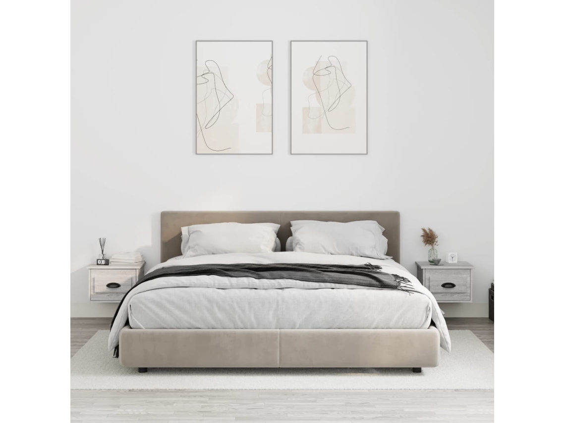 Vidaxl Mesas De Cabeceira De Parede 2 Pcs 41,5x36x28cm Cinzento Sonoma