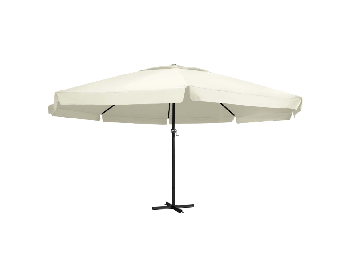 Vidaxl Guarda-sol De Jardim C/ Poste Alumínio 600 Cm Branco Areia