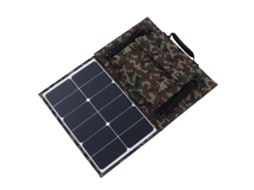 Painel solar dobrável portátil de 80 W com saídas USB de 5 V e CC de 18 V para camping e estações de energia.