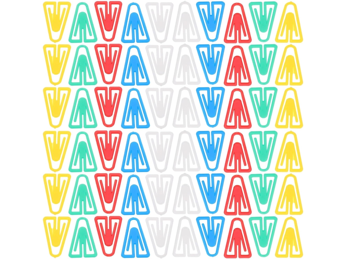 Clips de papel triangulares pequenos Collbath para documentos, 100 unidades, plástico multicolorido para mesa.