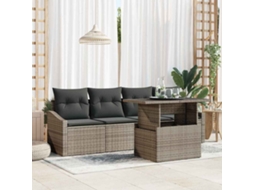 Vidaxl Conjunto De Sofá De Jardim 5 Unid. Cinzeto Vime Pe