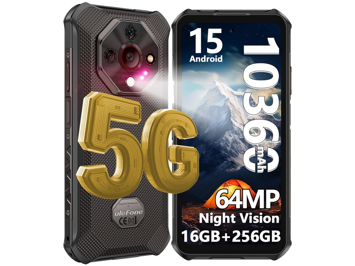Smartphone 5G robusto Ulefone Armor X16 Pro 16 GB/256 GB 10360 mAh 6,56'' 120 Hz 64 MP Android 15 Preto