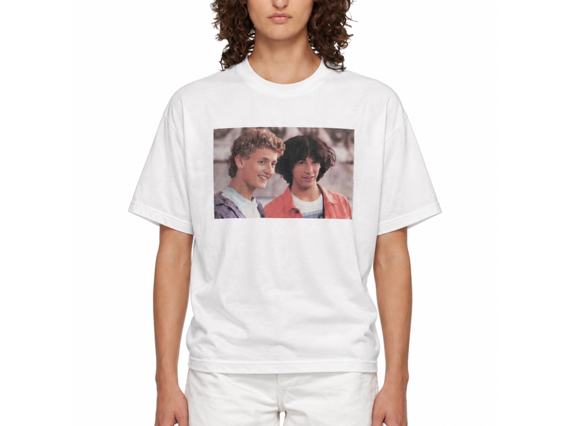 Rockinstone Bill And Ted Excellent Heads No Words White Adult T-shirt Size:xl