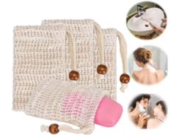 Conjunto De 4 Sacos De Sabão Em Sisal Para Massagem E Esfoliação