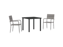 Conjunto de Jantar para Jardim 3 Pcs - Móveis de Jardim para Refeição Cinzeto Vime Pe HARLANV1