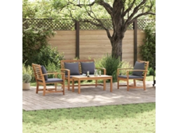 Vidaxl Conjunto de Sofá de Jardim 4 Pcs Natural Madeira de Teca Sólida