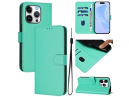 Capa De Couro Sintético Para Iphone 16 Pro - Toque Suave - Cor Sólida - Com Cordão