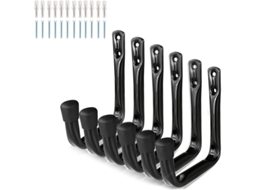 Conjunto De 6 Ganchos Garagem Reforçados, Ganchos De Aço 9 Cm Para Armazenamento, Organizador De Parede Para Escada, Jardim, Galpão, Cadeira, Cano