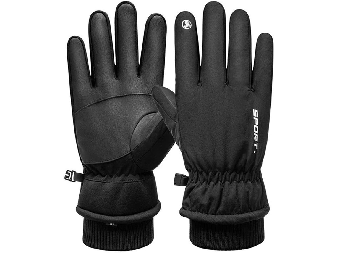 Luvas De Esqui Térmicas Pretas De Inverno, Tamanho G, Impermeáveis E À Prova De Vento, Forradas Em