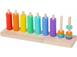 Jogo Educativo De Anéis Coloridos Para Empilhar, Com Peças Madeira E