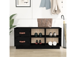 Vidaxl Banco Sapateira 100x34x45 Cm Pinho Maciço Preto