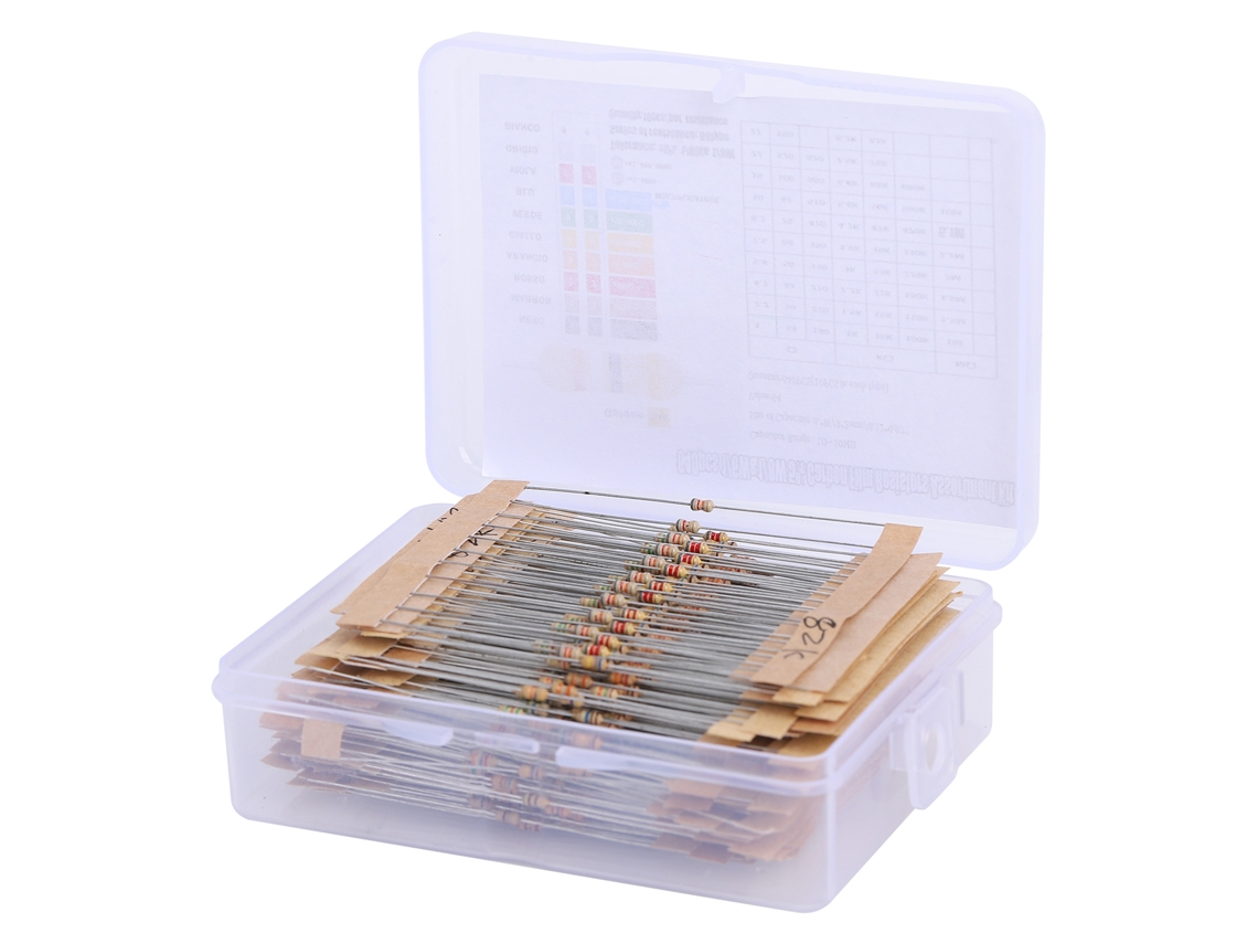Kit de resistores de carbono 640 peças 64 valores 1ω 10mω 1/6w 5 peças para faça você mesmo