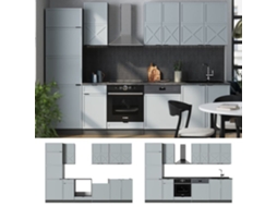 Cozinha Fame Line, 300cm Sem Pt, Azul Claro Cinza/antracite, Antracite, Vicco
