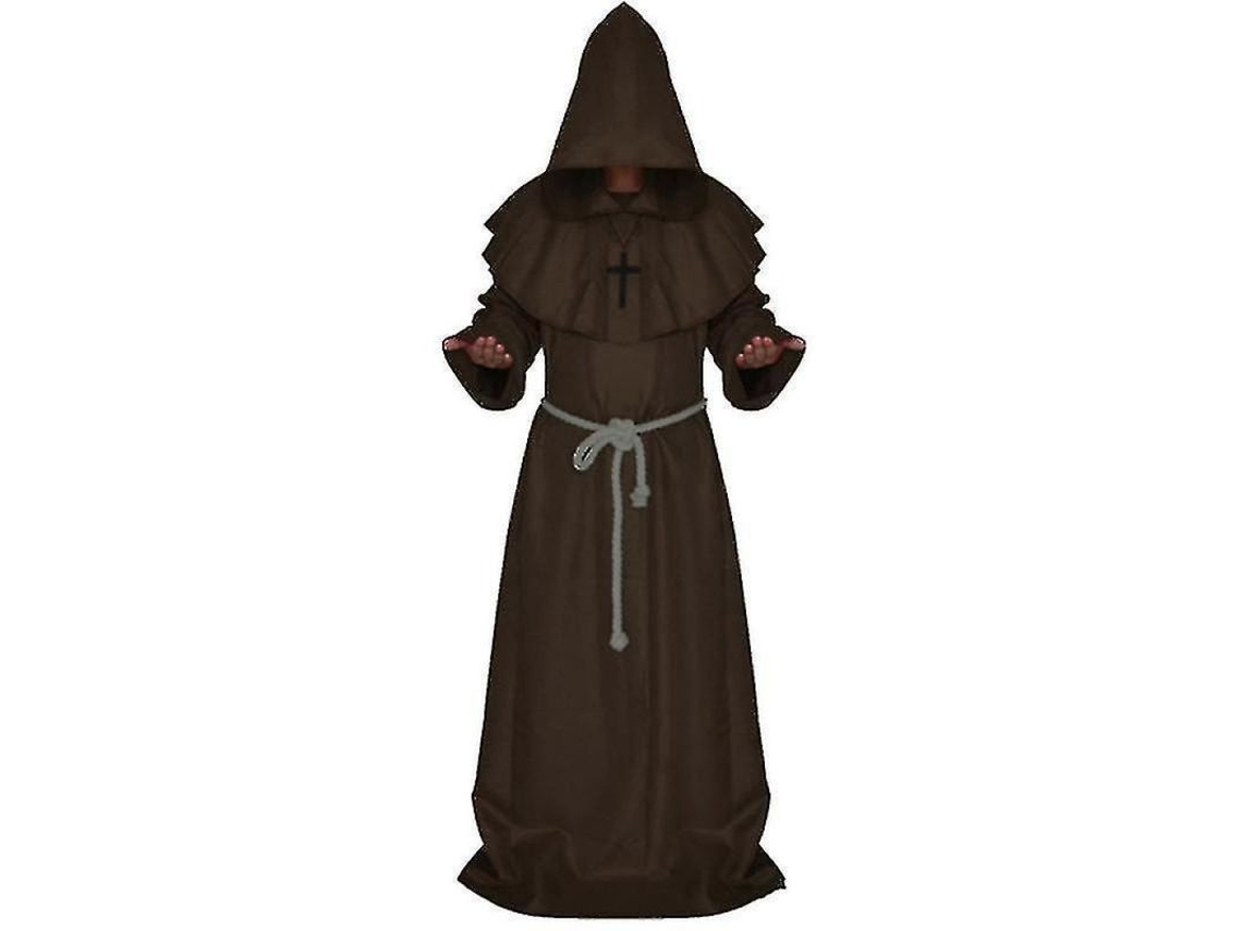 2026 túnica com Capuz de Monge Adulto Traje Medieval Cosplay Halloween Carnaval Festa Disfarce S Café