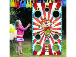 Banner De Juego De Lanzar Sacos Para Carnaval 2025 Con Payasos Y Globos Para Niños Y Adultos En Fiesta