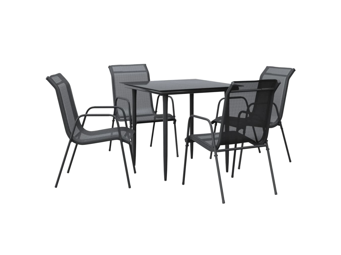Maison Exclusive - 5 Pcs Conjunto De Jantar Para Jardim Aço E Textilene Preto