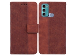 Capa De Couro Com Relevo Geométrico Para Motorola Moto G60 / G40 Fusion