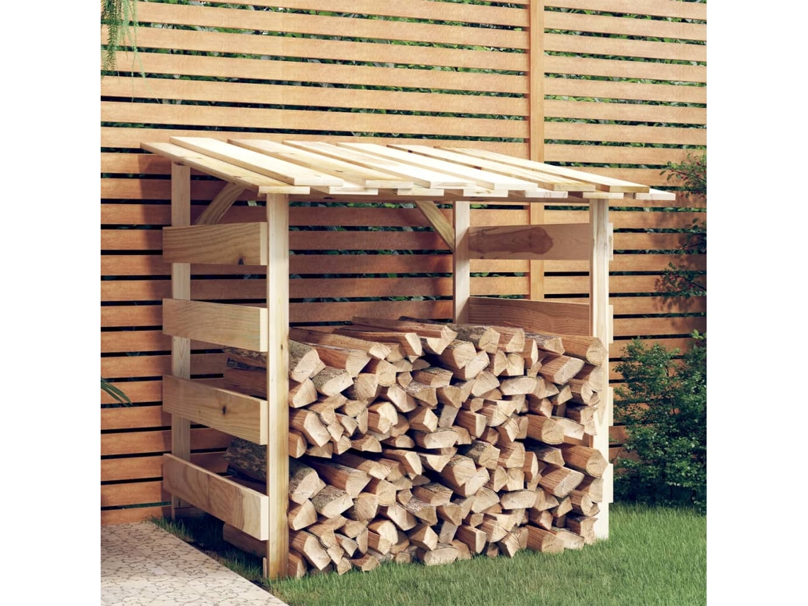 Vidaxl Abrigo para Lenha Com Telhado Pinho Impregnado 100x90x100 Cm