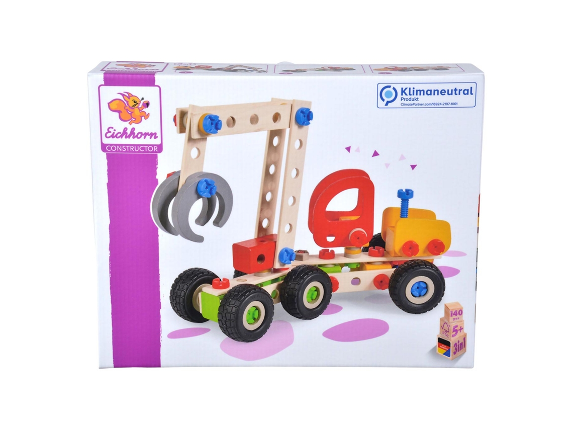 Conjunto De Construção Eichhorn Constructor Harvester, Brinquedo De Madeira Com 140 Peças