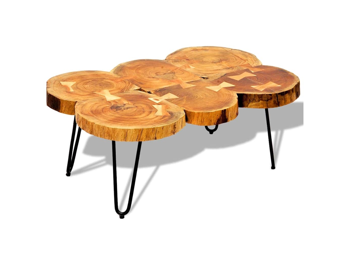 Vidaxl Mesa De Centro 35 Cm 6 Troncos Madeira De Acácia Sólida