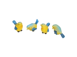 Conjunto de 4 Mini Pássaros de Resina para Jardim, CHABERLU