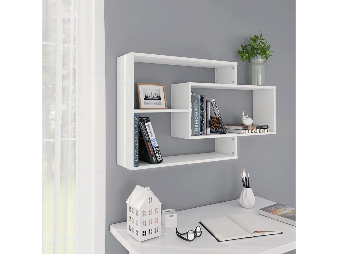 Vidaxl Prateleiras De Parede 104x20x58,5cm Derivados De Madeira Branco