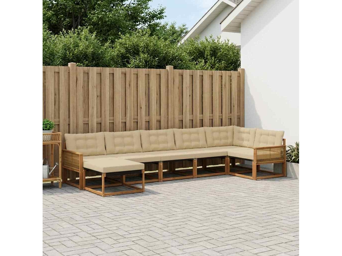 Vidaxl Conjunto De Sofás Para Exterior 7 Unid. Natural E Bege