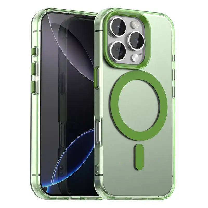Capa Protetora Magnética Fosca (verde Para Iphone 14 Pro Max) Com Moldura Magsafe Para A Câmera, Capa Rígida.