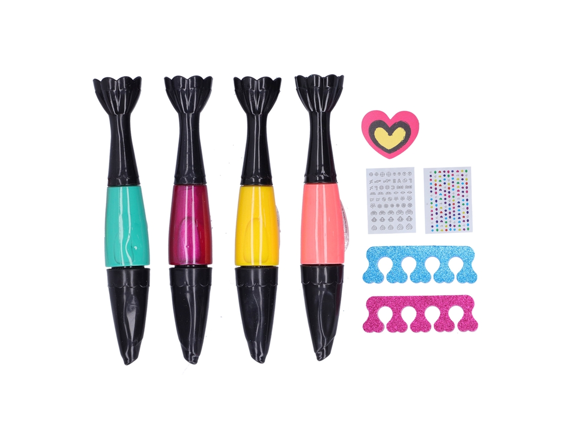 Primerox conjunto de Arte de Unhas Infantil com Esmalte, Adesivos e Ferramentas para Crianças 3 Anos+