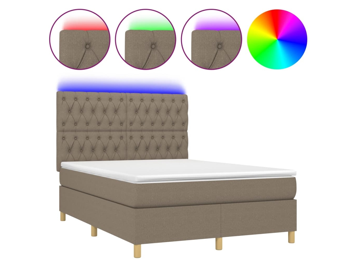 Box Spring Bed, Box Spring Beds Vidaxl Cinzento-acastanhado Tecido (140 X 190 Cm)