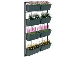 Jardim vertical de parede 4 níveis com 8 vasos, aço e plástico 52x14x90cm verde escuro e preto BTFORUS