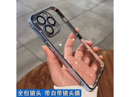 Capa Para Iphone 17 Pro Max Peak Blue Transparente Com Película Protetora De Lente Eletrorevestida, Cobertura Total E Toque Macio.