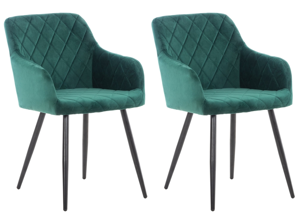 Conjunto de 2 Cadeiras de Jantar Shila Verde/Veludo CLP
