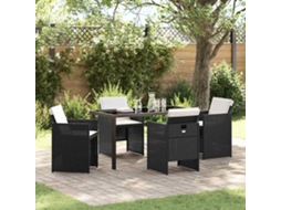 Vidaxl Conjunto De Jantar Para Jardim 5 Unid. Preto Vime Pe
