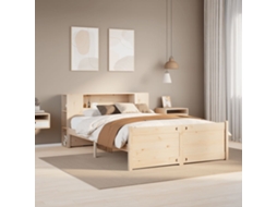 Vidaxl Cama Com Estante Sem Colchão 135x190 Cm Pinho Maciço