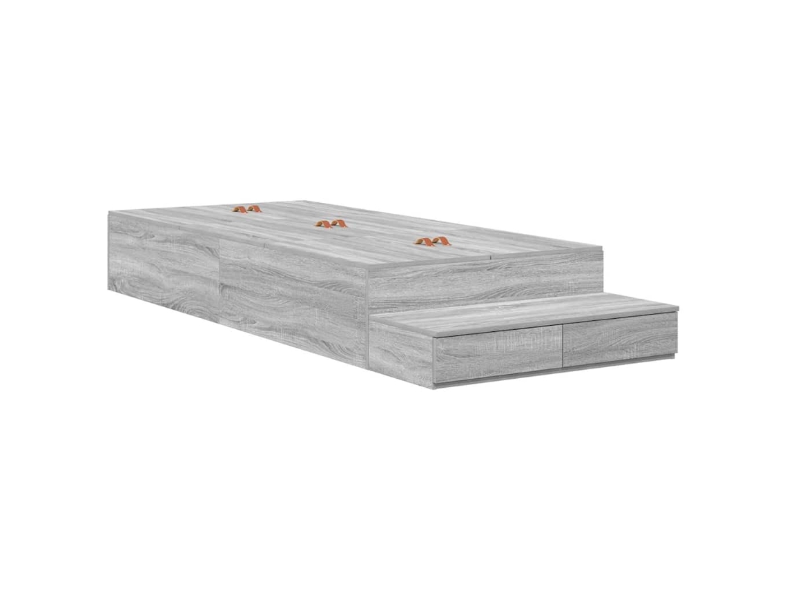 Estrado de Cama com Arrumação e Gaveta Cinza Sonoma 75 cm MAISON EXCLUSIVE