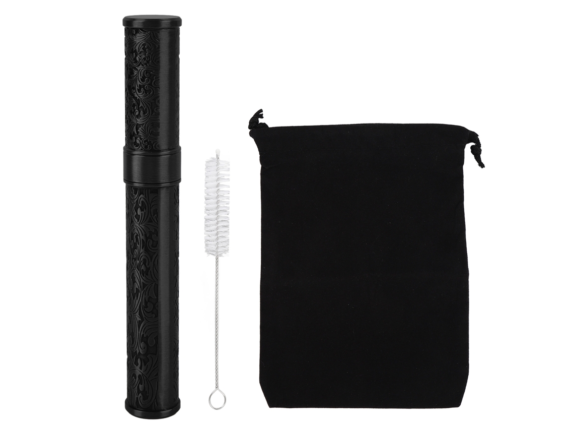 Contenedor De Tubo De Metal En Relieve, Resistente Al Agua, Portátil, Para Acampar Al Aire Libre, Viajes, Color Negro
