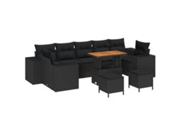 Conjunto 10 Móveis De Jardim Vidaxl Preto Madeira De Acácia Maciça (331 X 145 X 85 Cm)