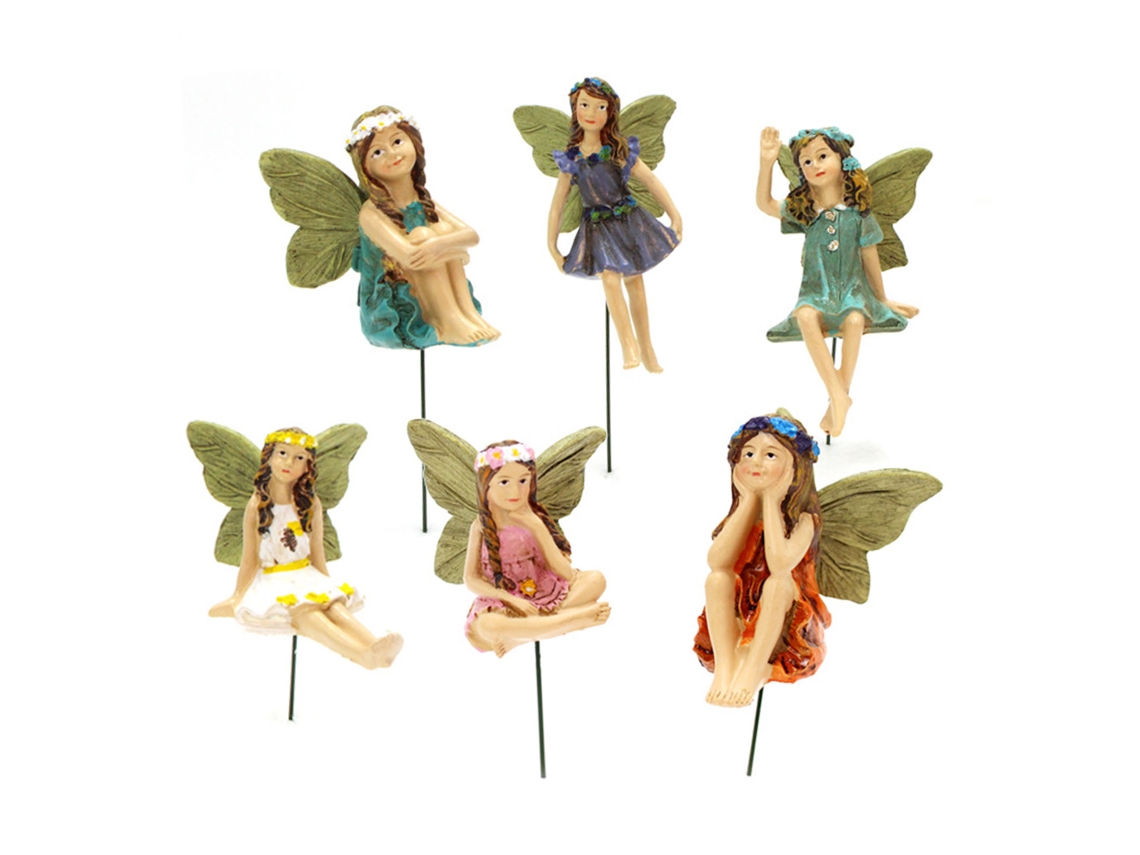Figurinhas de Fadas Miniaturas em Resina para Decoração de Jardim e Acessórios de Bonsai
